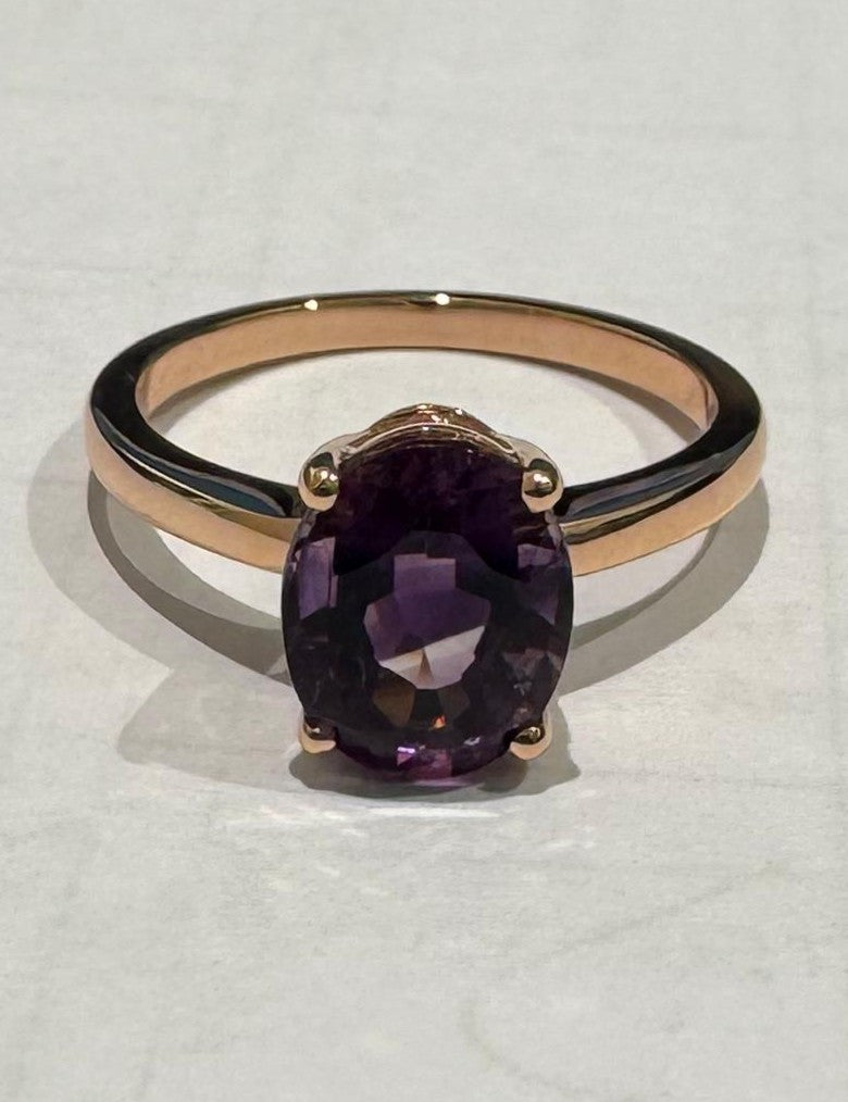 2.66 ct Amethyst Ring in 18K Rose Gold