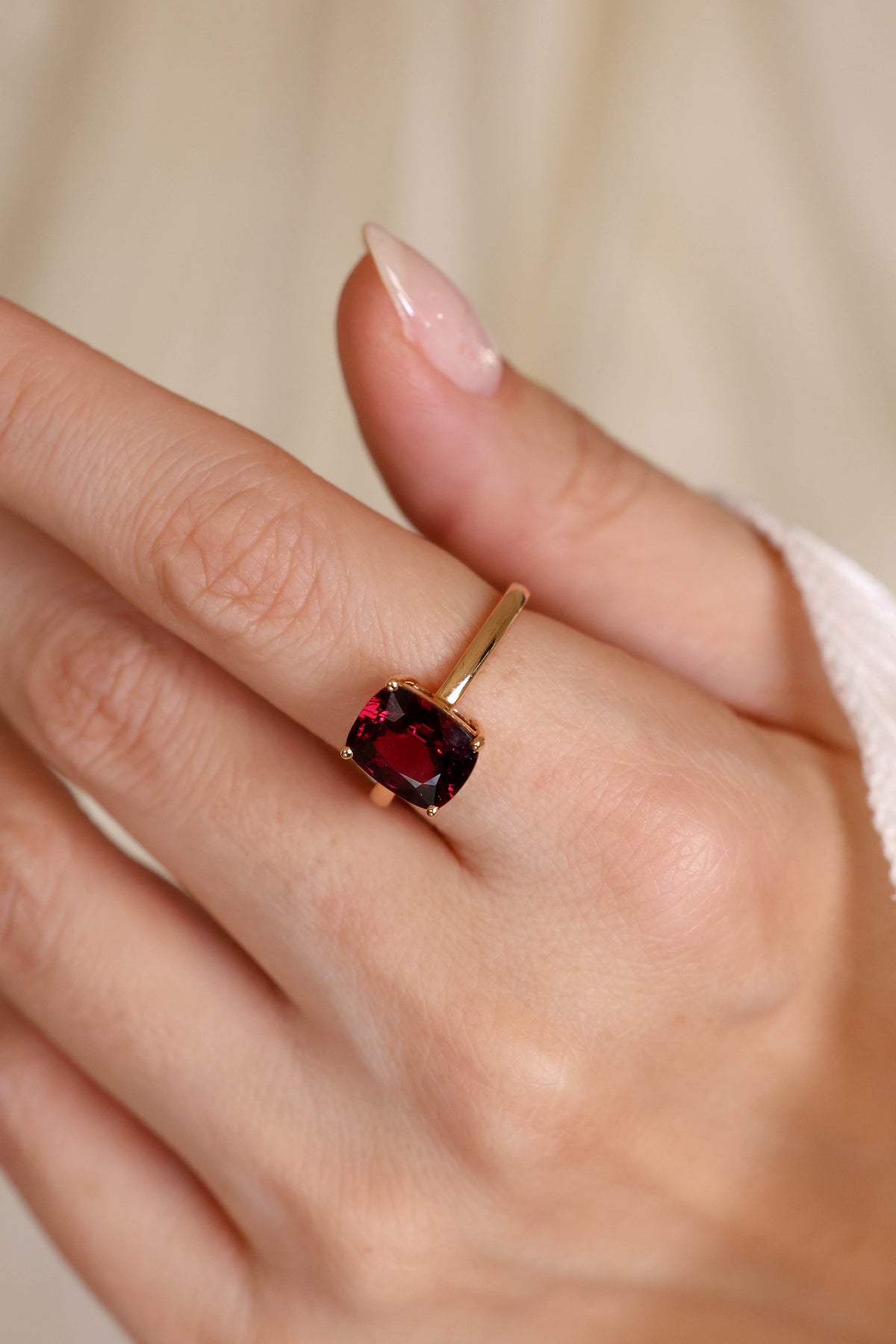 Purple Garnet Solitaire Ring in 18K Rose Gold – view 2