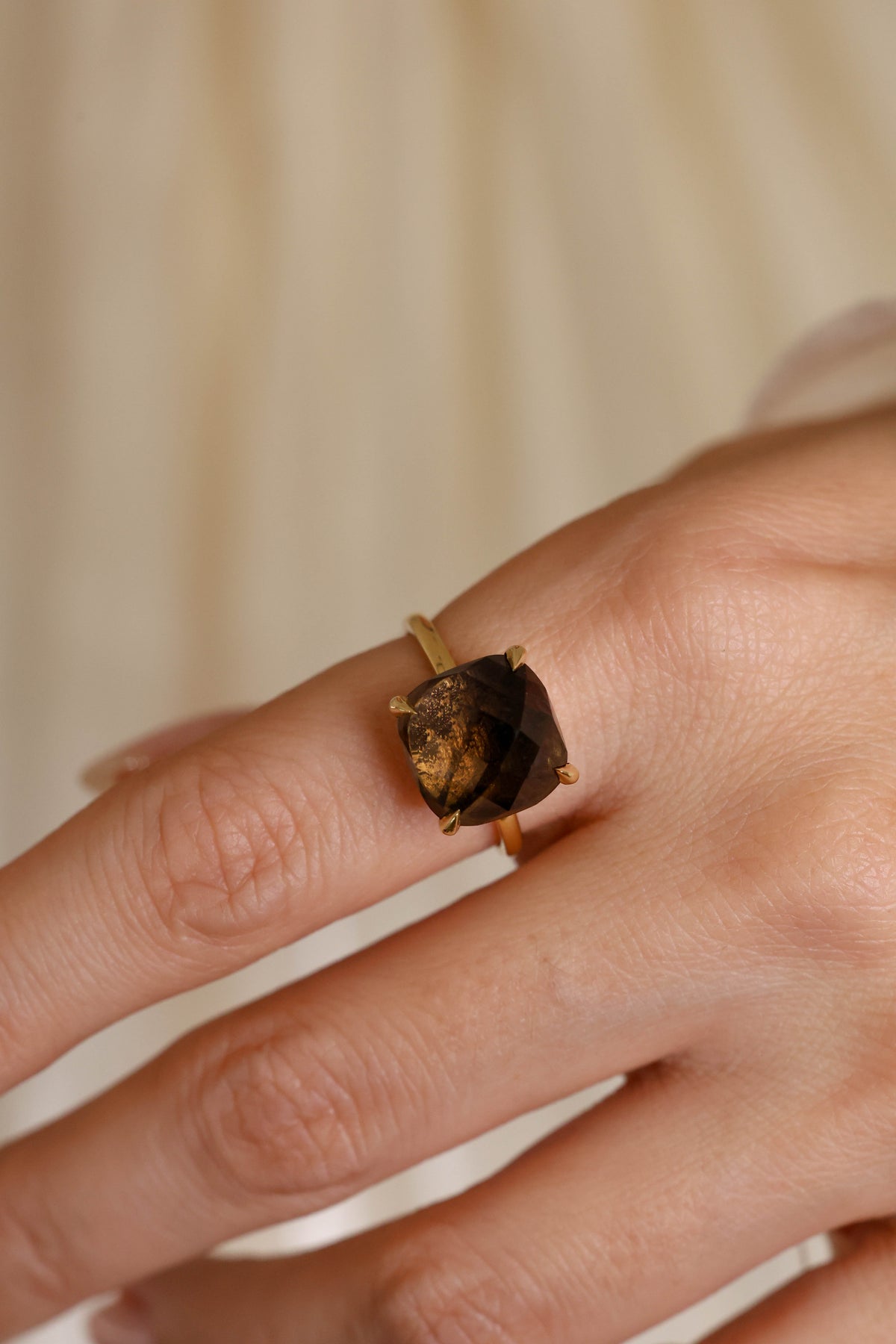 Smoky Quartz Statement Ring in 18K Yellow Gold – view 2