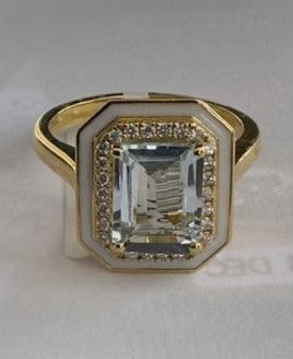 0.17 ct color stone and diamond 18k yellow gold ring
