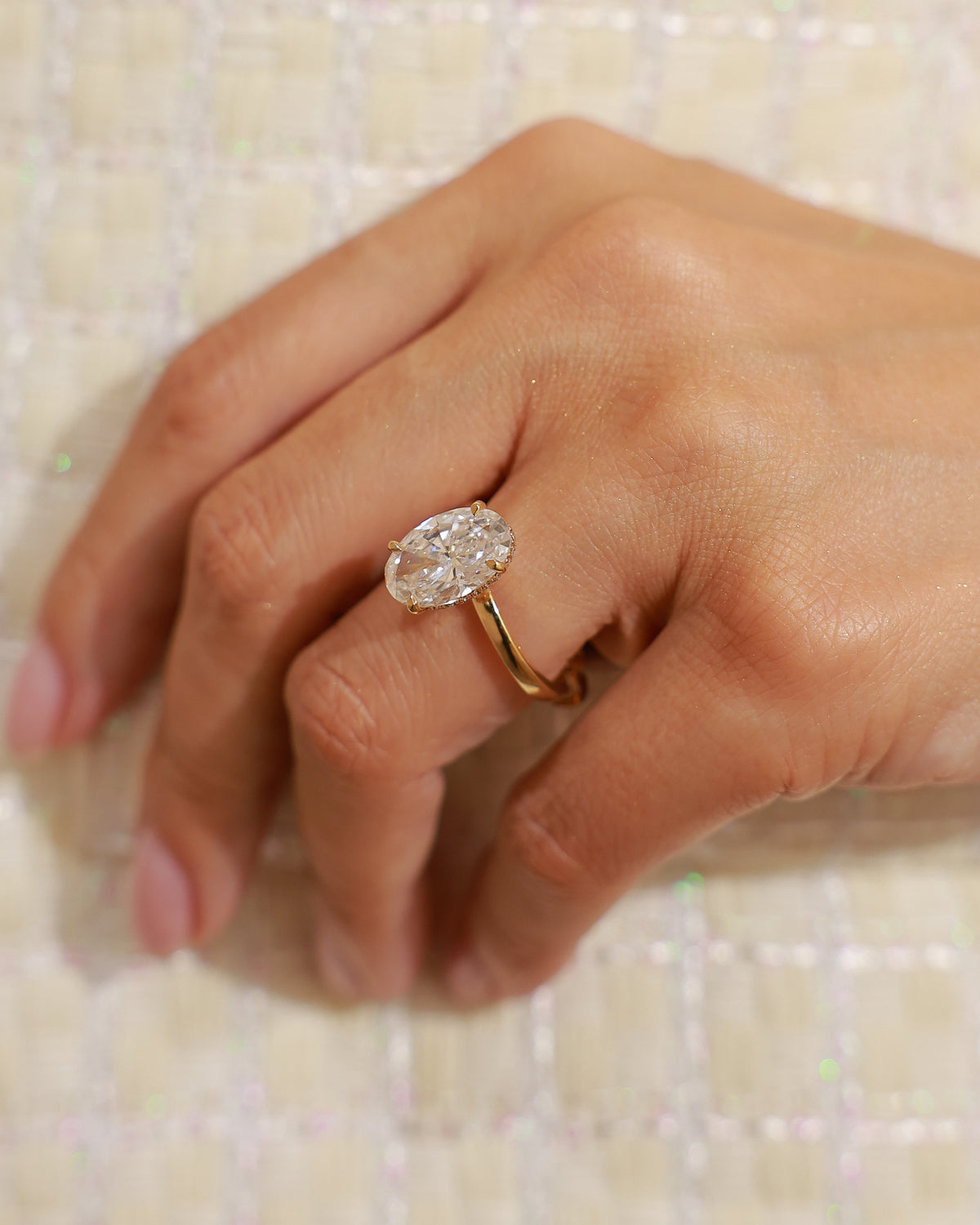 Celeste Hidden Halo Ring - Oval 4.01 ct in 18K Yellow Gold – view 2