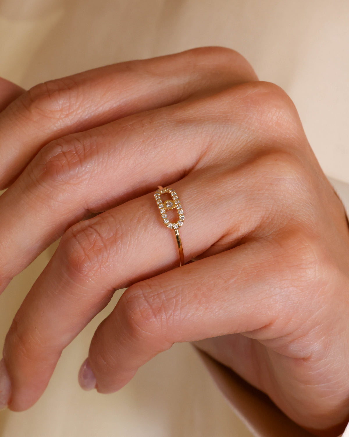 Fashion Natural Diamond Ring in 18K Yellow Gold, 0.02 ct