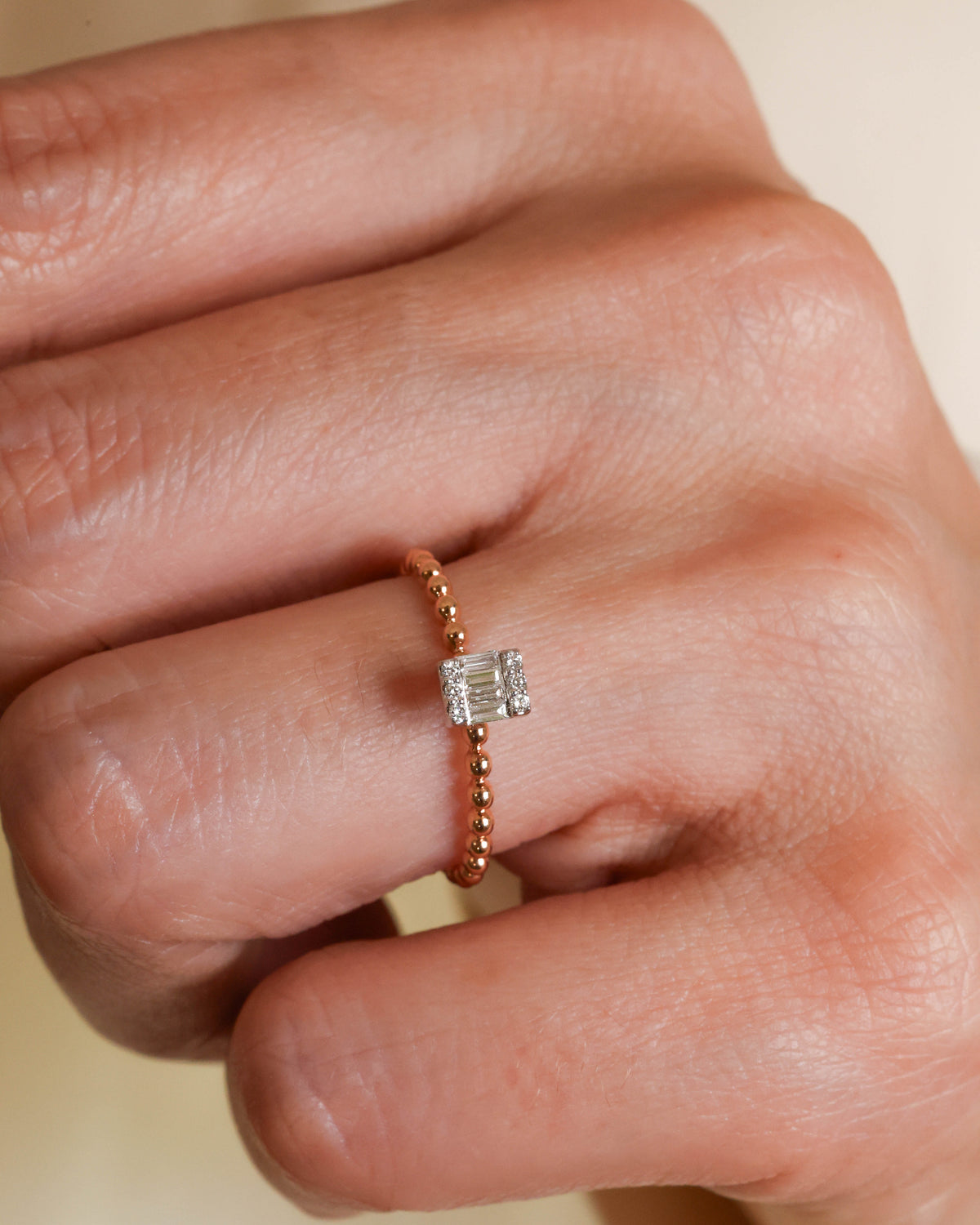 Emerald-Cut Natural Diamond Ring in 18K Yellow Gold, 0.09 ct