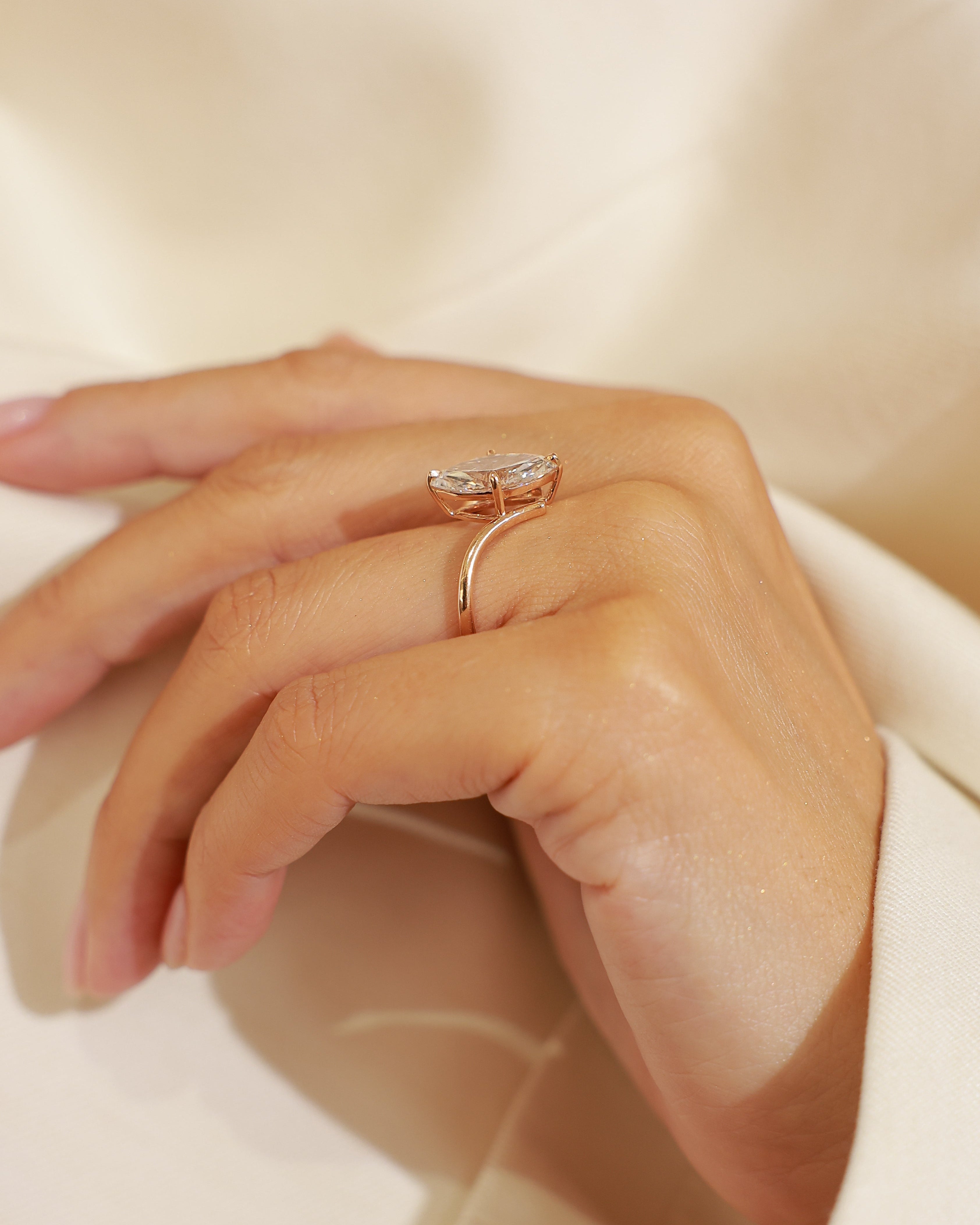 3.06 ct Marquise Cut Lab Grown Diamond Solitaire Ring (E, VS1) in 18K Rose Gold