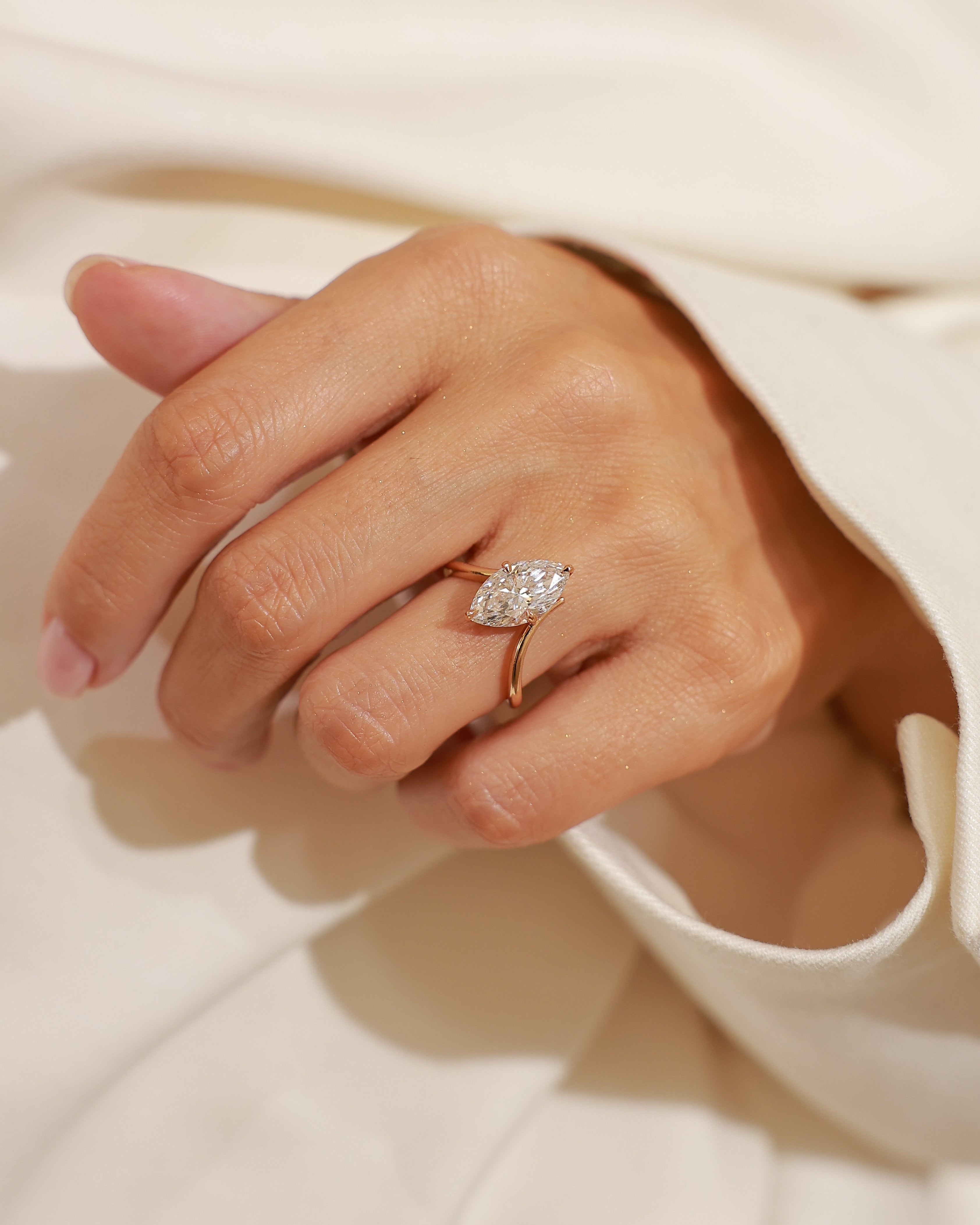 3.06 ct Marquise Cut Lab Grown Diamond Solitaire Ring (E, VS1) in 18K Rose Gold