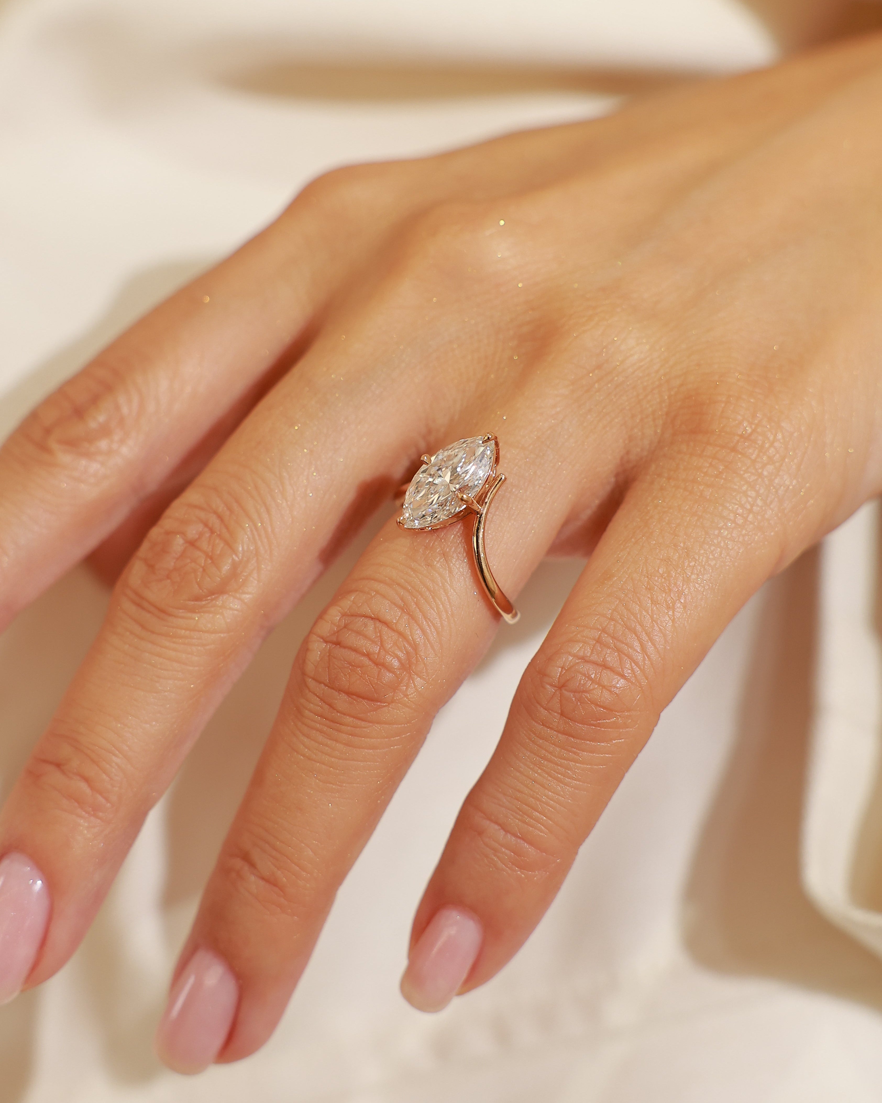 3.06 ct Marquise Cut Lab Grown Diamond Solitaire Ring (E, VS1) in 18K Rose Gold