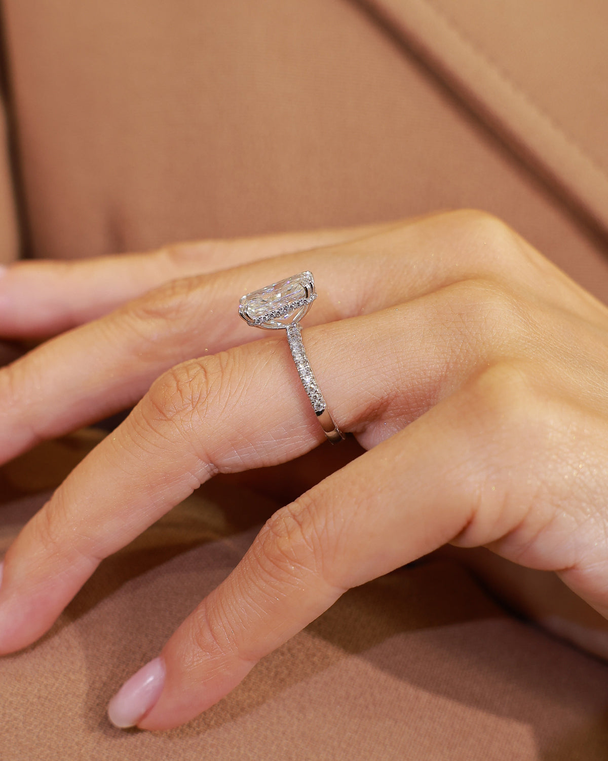 Stella Hidden Halo Ring - Radiant 4.00 ct in 18K White Gold – view 4