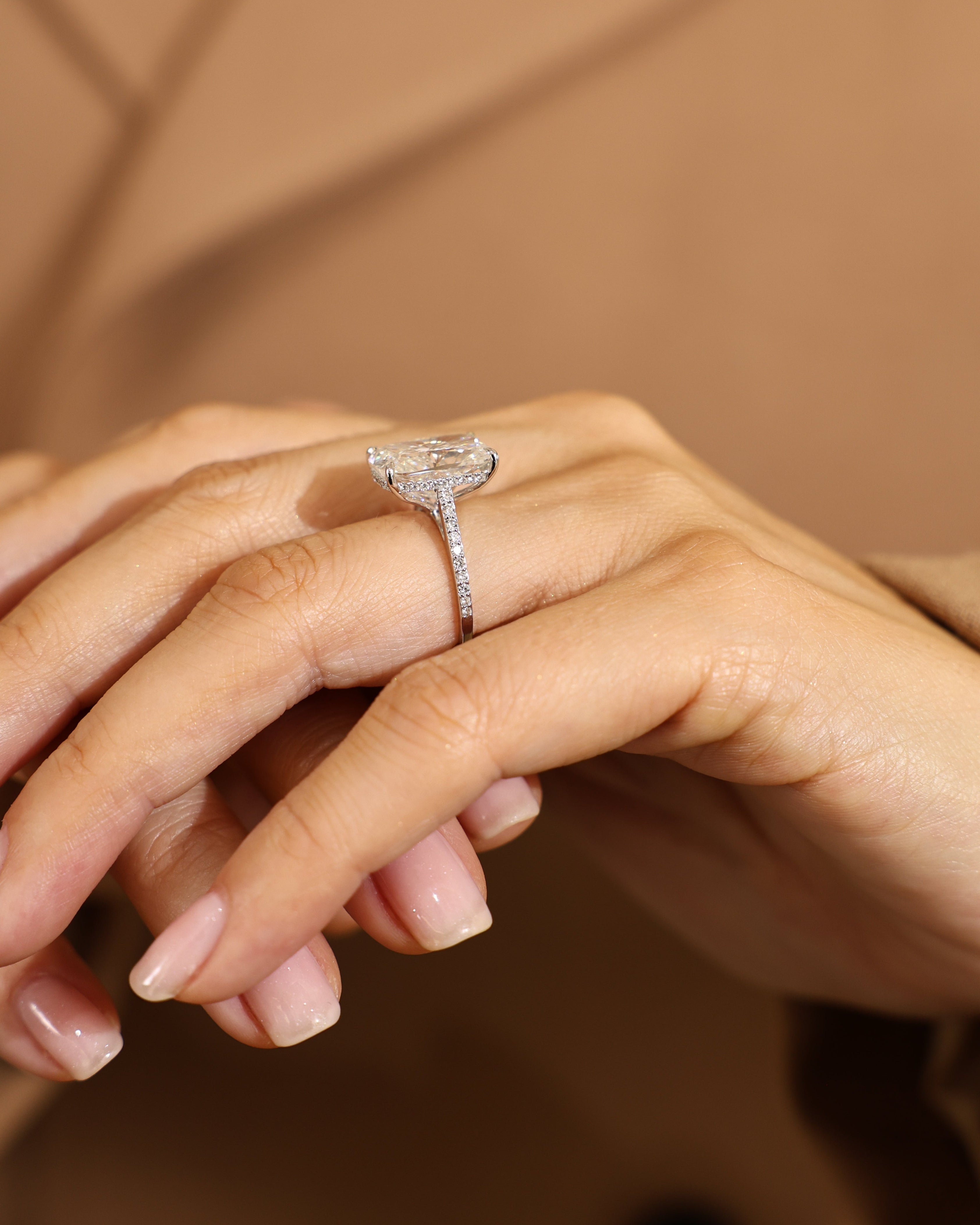 7.27 ct Cushion Cut Lab Grown Diamond Hidden Halo Ring