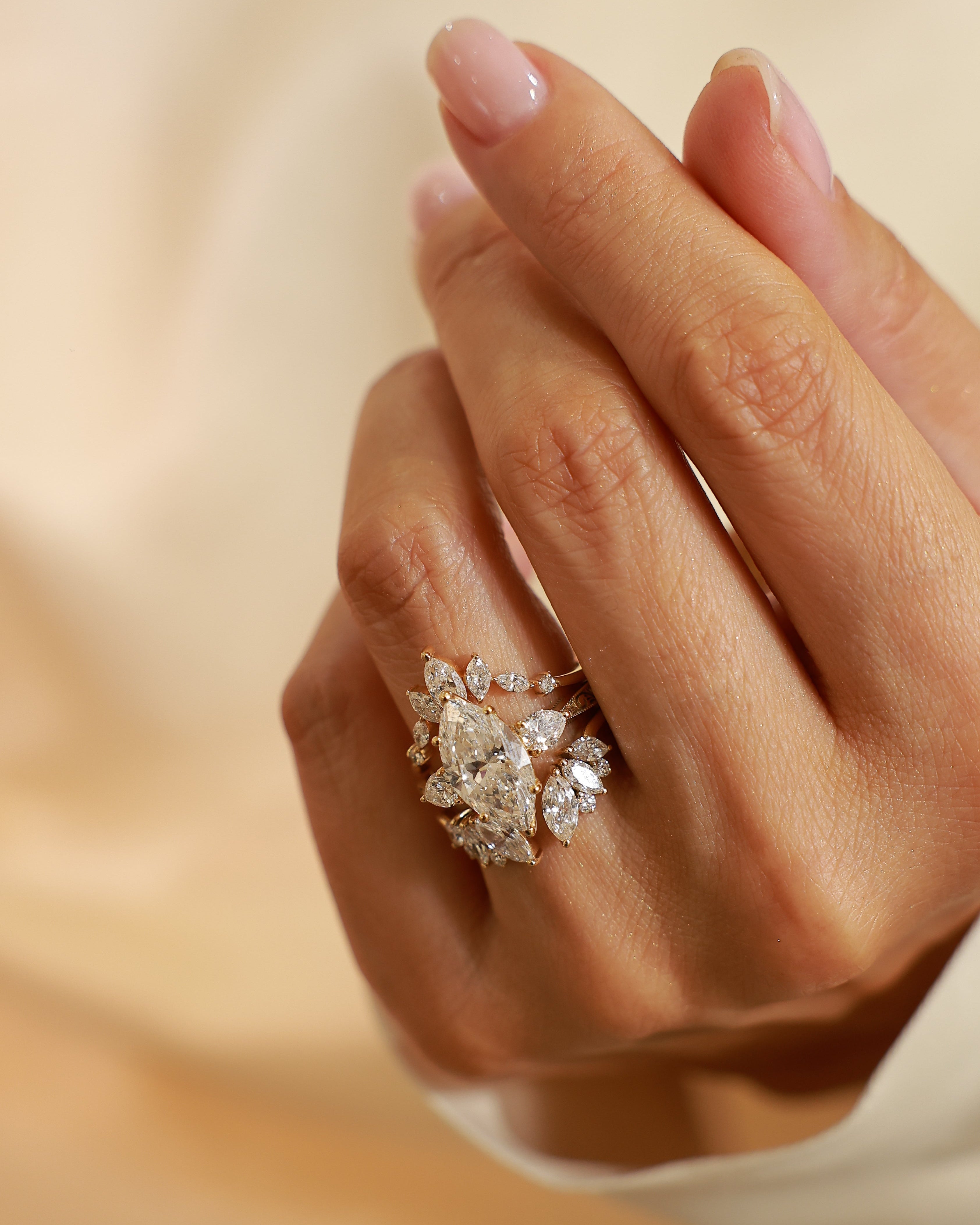 5.14 ct marquise cut lab grown diamond 18k yellow gold ring