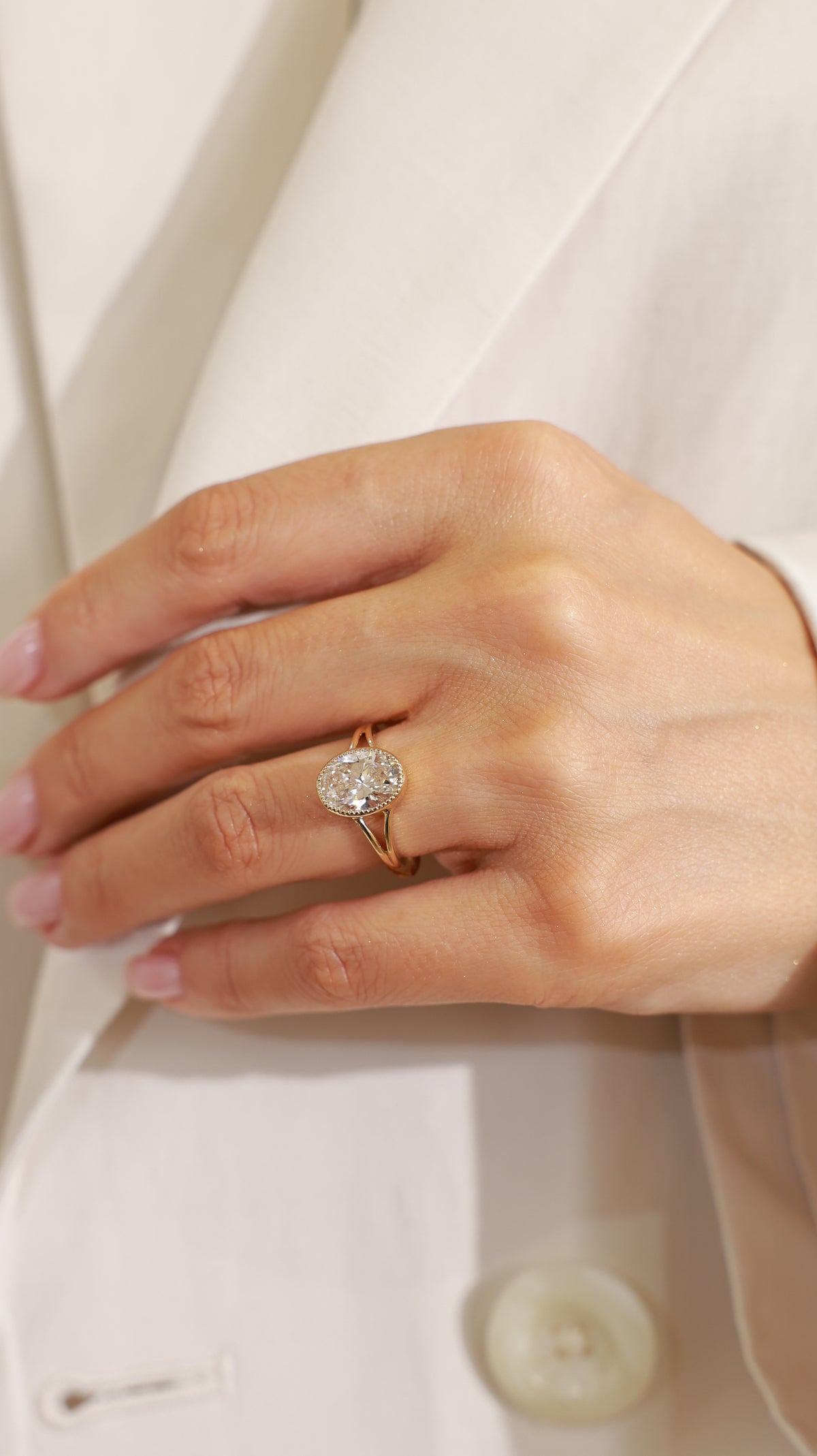 Celeste Bezel Ring - Oval 3.00 ct in 18K Yellow Gold – view 2
