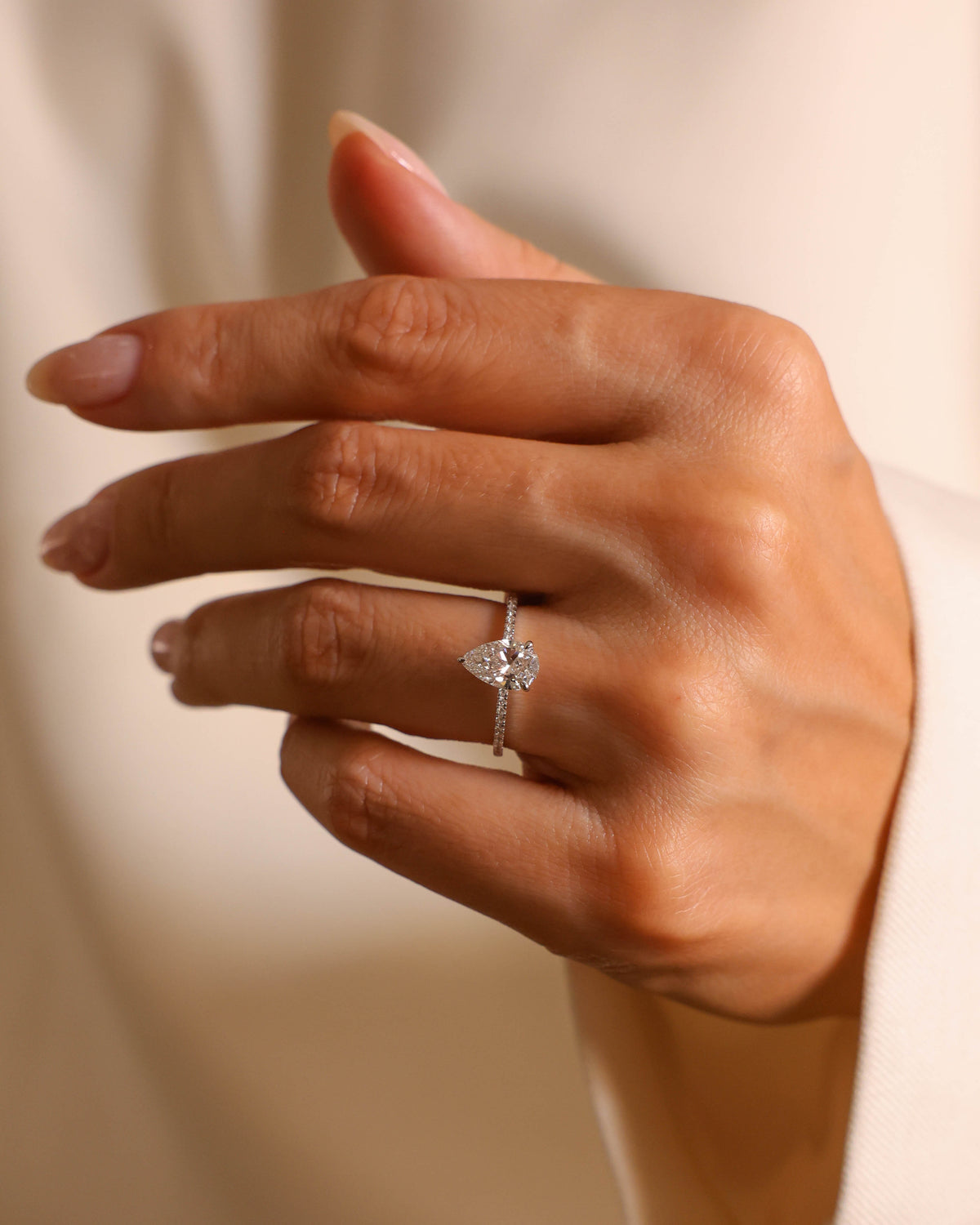 Pear Lab-Grown Diamond Engagement Ring in 18K White Gold – view 3