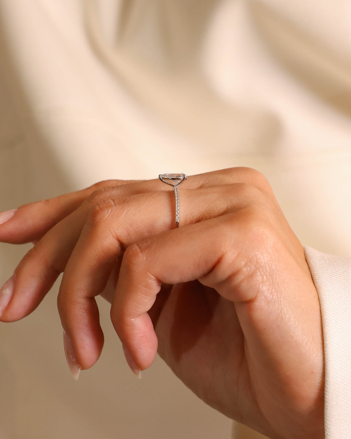 Pear Lab-Grown Diamond Engagement Ring in 18K White Gold – view 4