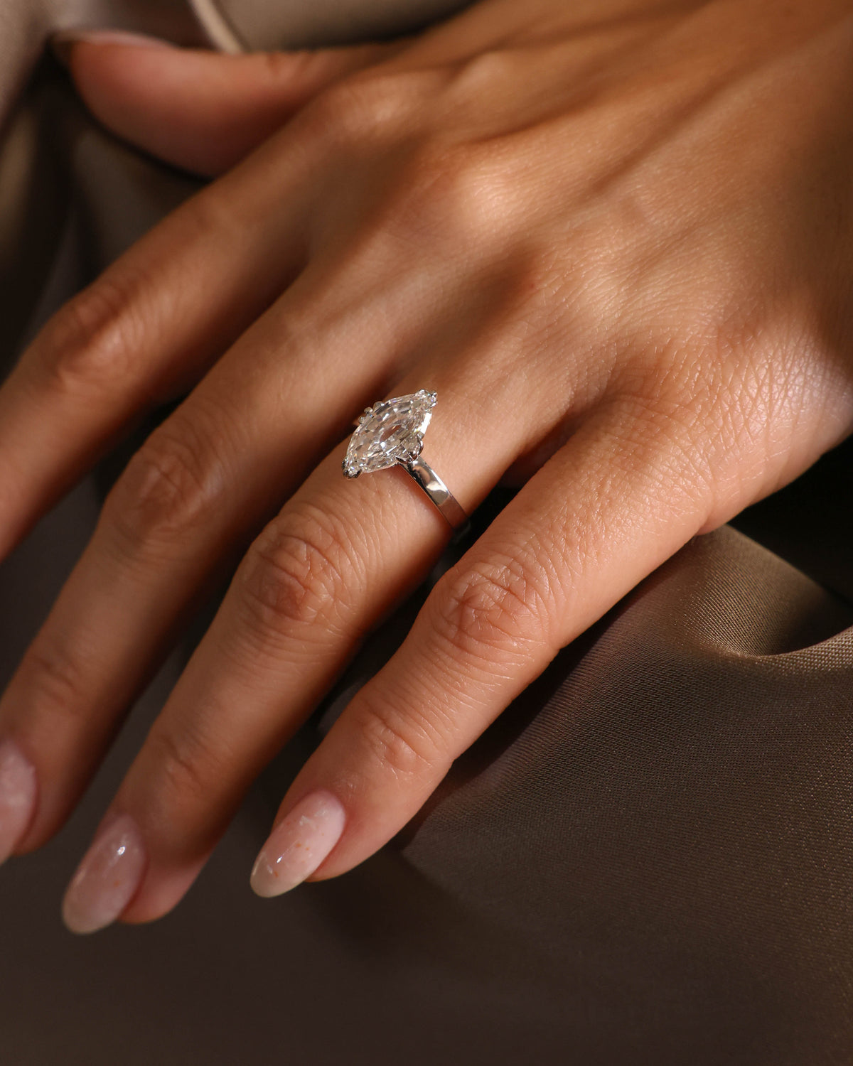 Moval Step-Cut Lab-Grown Diamond Ring in 18K White Gold – view 2