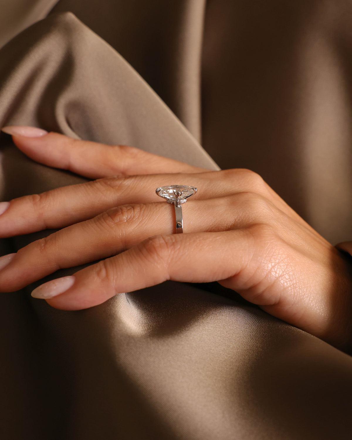 Moval Step-Cut Lab-Grown Diamond Ring in 18K White Gold – view 3