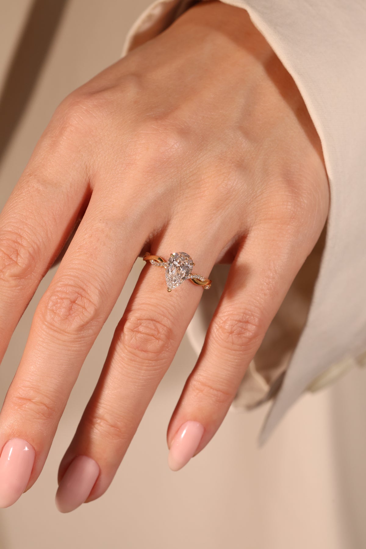 Pear Lab Diamond Ring