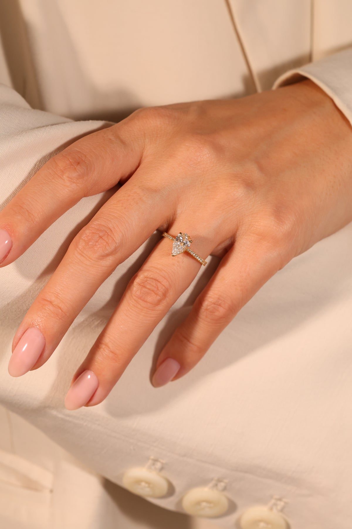 Pear Lab Diamond Ring