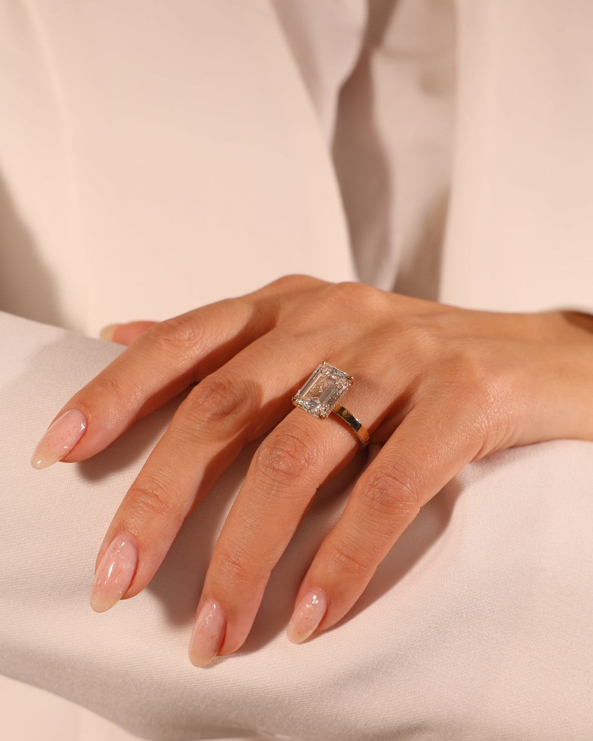 Emerald Cut Lab-Grown Diamond Ring in 18K Yellow Gold, 7.02 ct