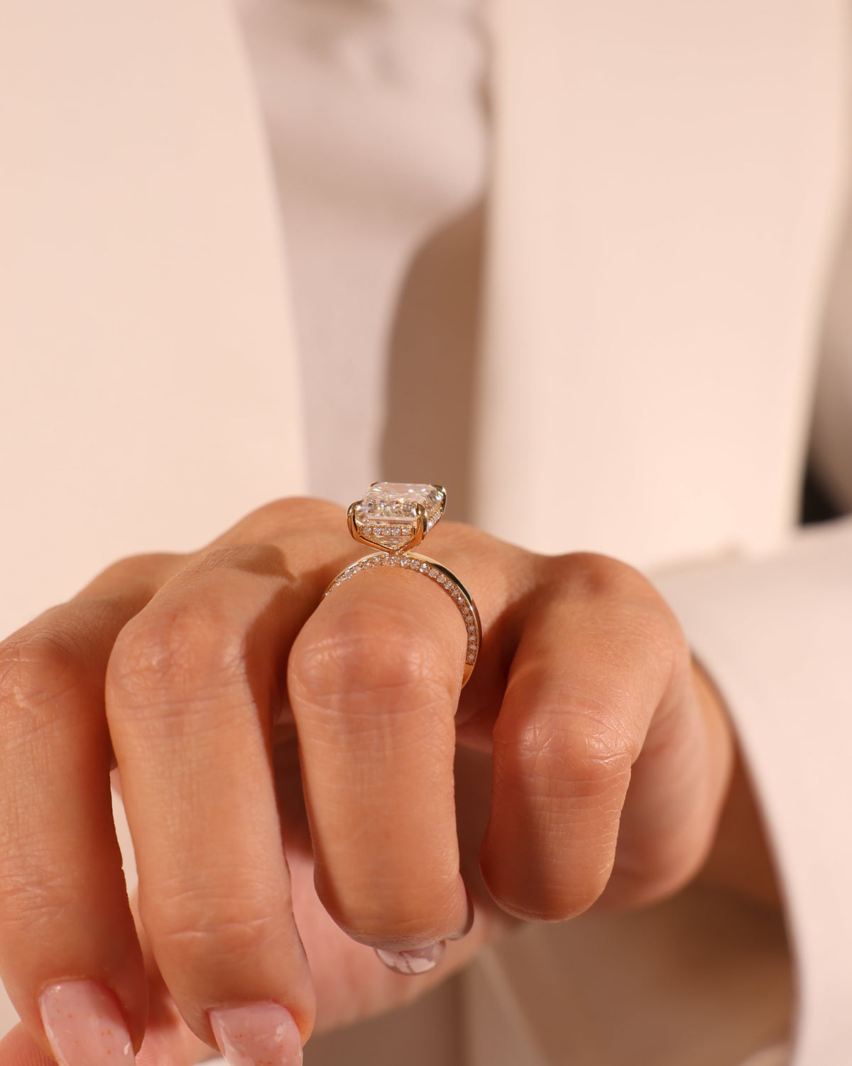 Emerald Cut Lab-Grown Diamond Ring in 18K Yellow Gold – view 2