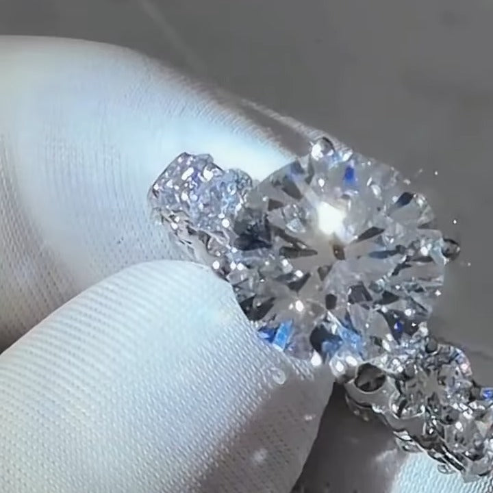 Custom round-cut lab diamond engagement ring with full eternity band, 9.43 ct total, by BYORO Dubai