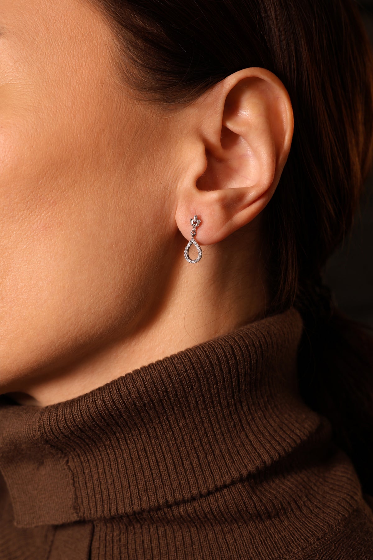 Natural Diamond Earrings in 18K White Gold, 0.34 ct