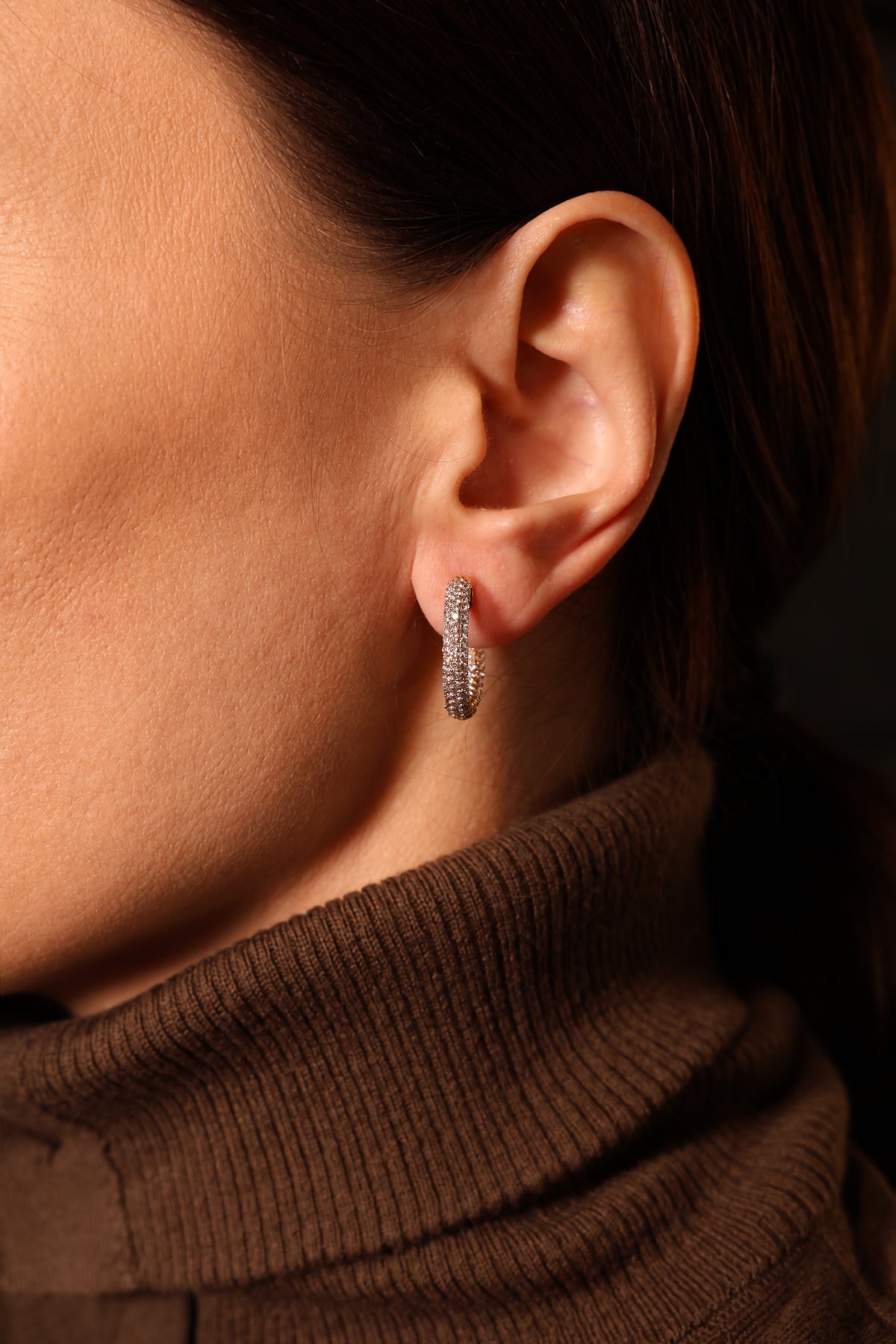 Pavé Huggie Natural Diamond Earrings in 18K Rose Gold, 2.06 ct