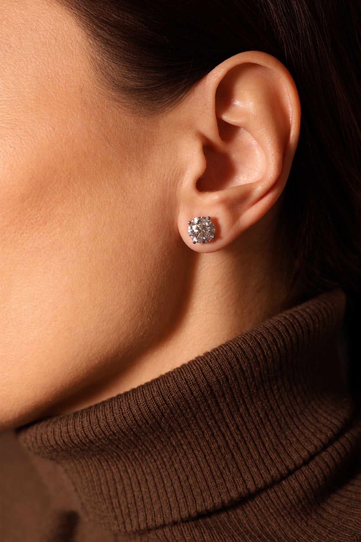 Round Lab Diamond Studs 6.00 Carat in 18K White Gold