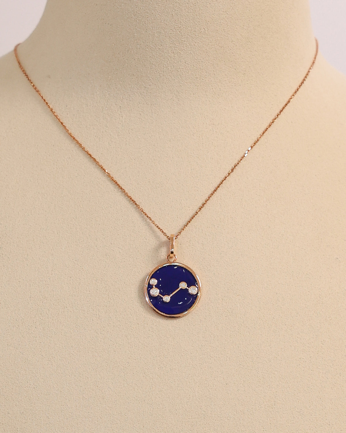 Constellation Blue Enamel Necklace in 18K Rose Gold, 0.12 ct