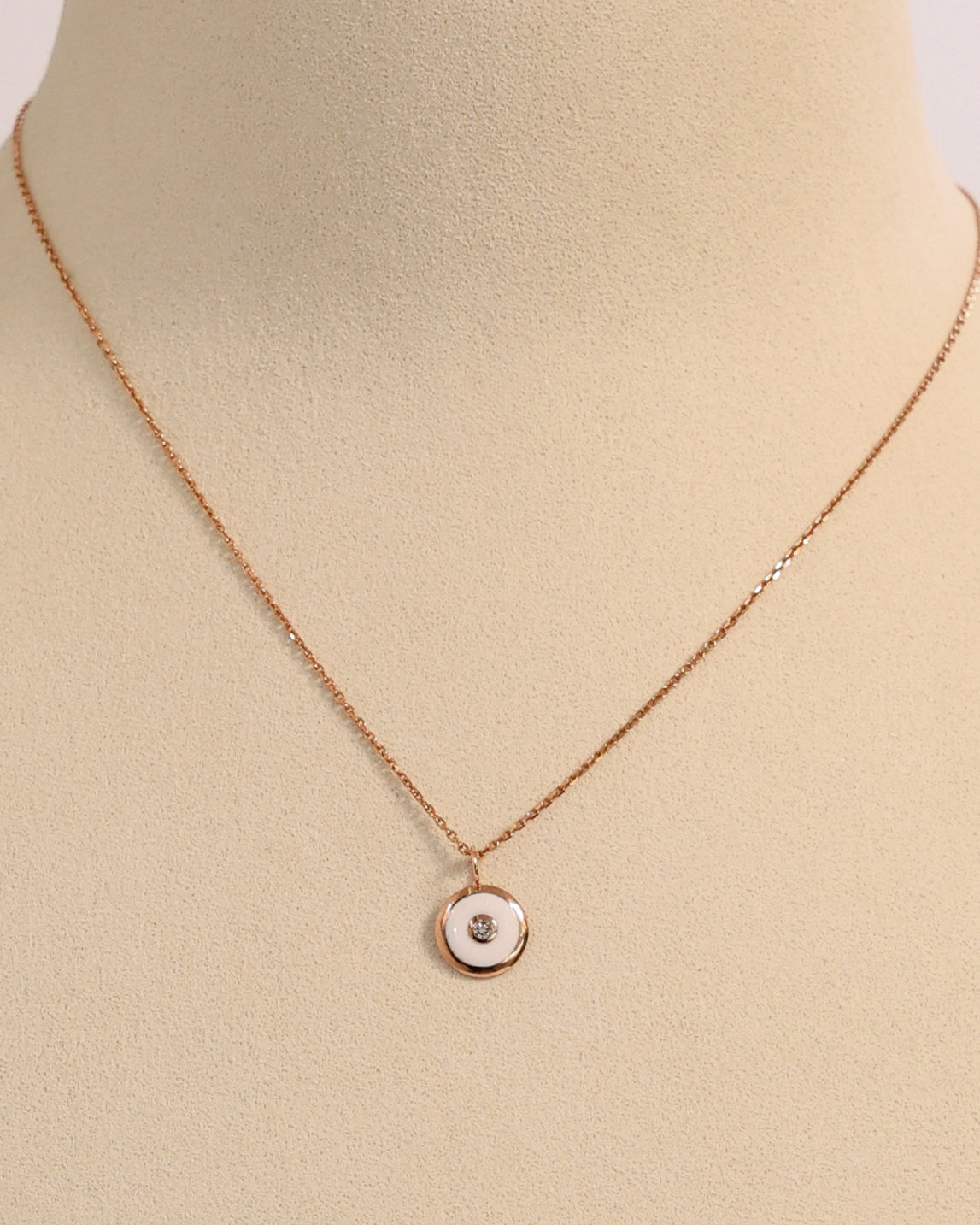 WHITE ENAMEL DIAMOND NECKLACE