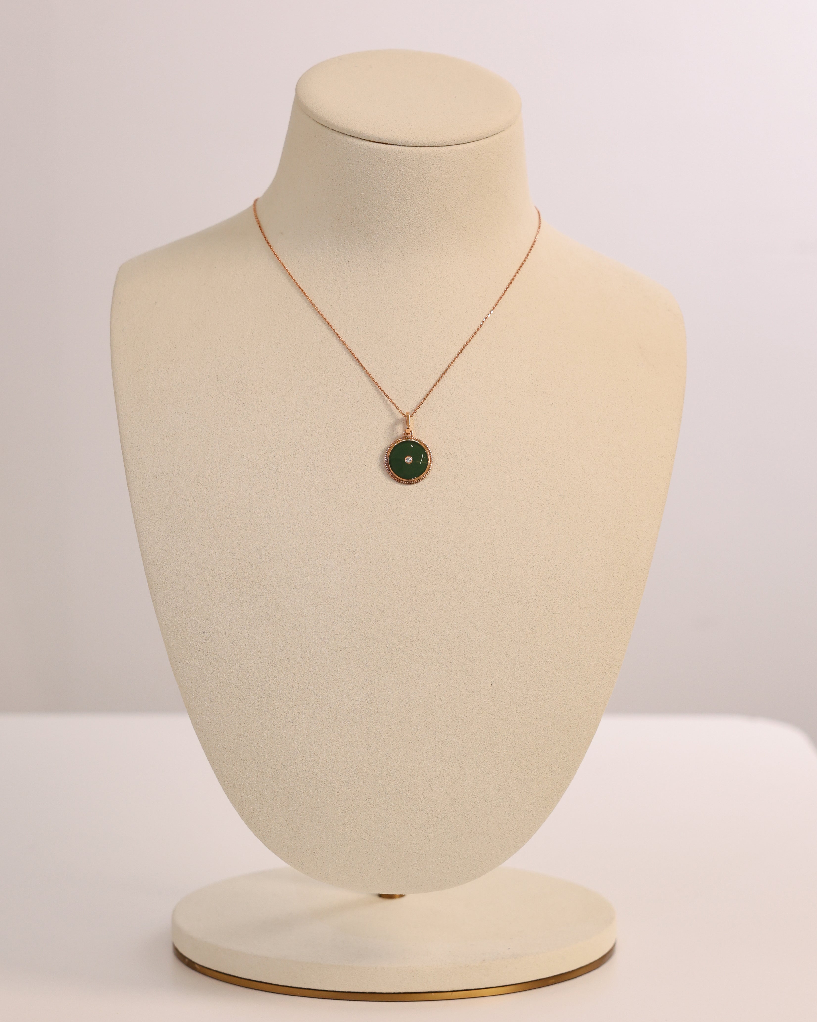 GREEN ENAMEL DIAMOND NECKLACE