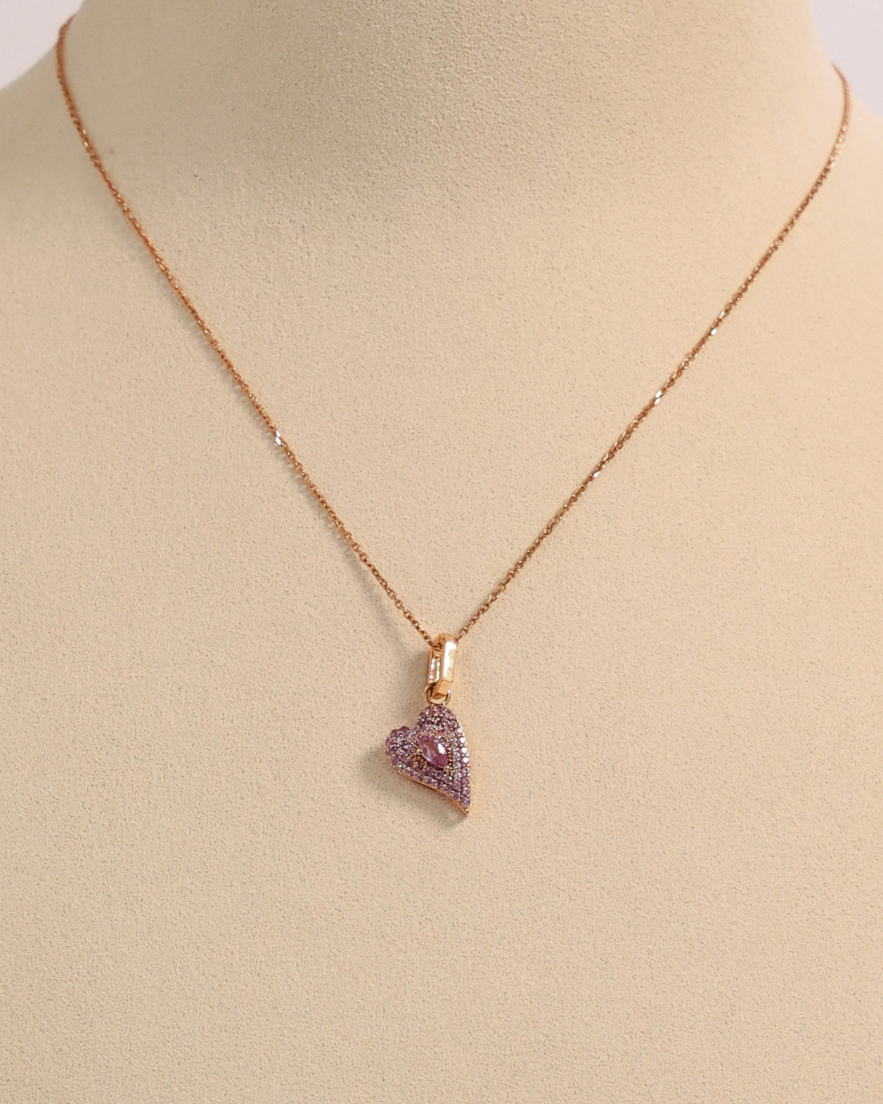 PINK SAPPHIRE HEART NECKLACE