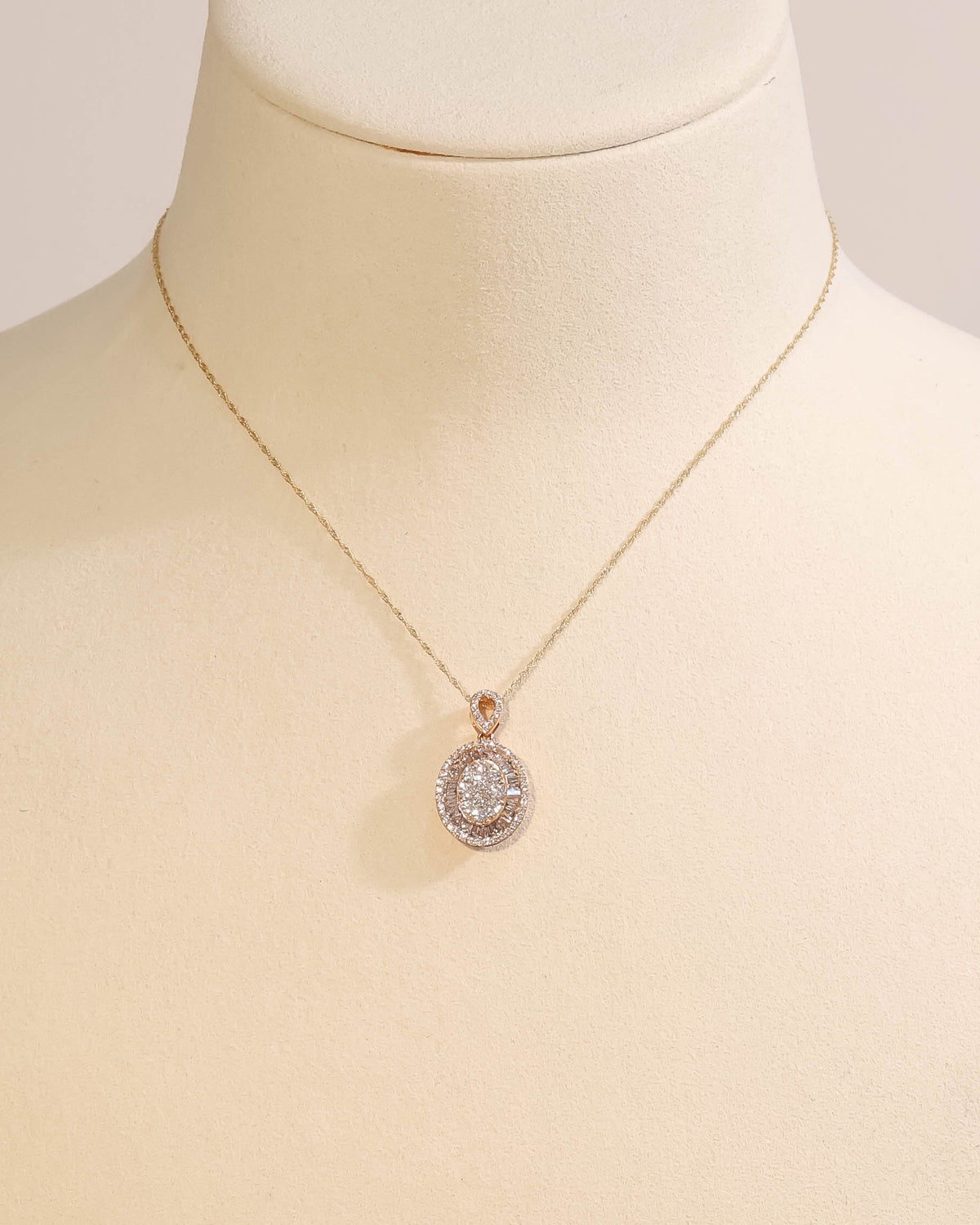 Oval Halo Natural Diamond Pendant in 18K Rose Gold, 1.16 ct