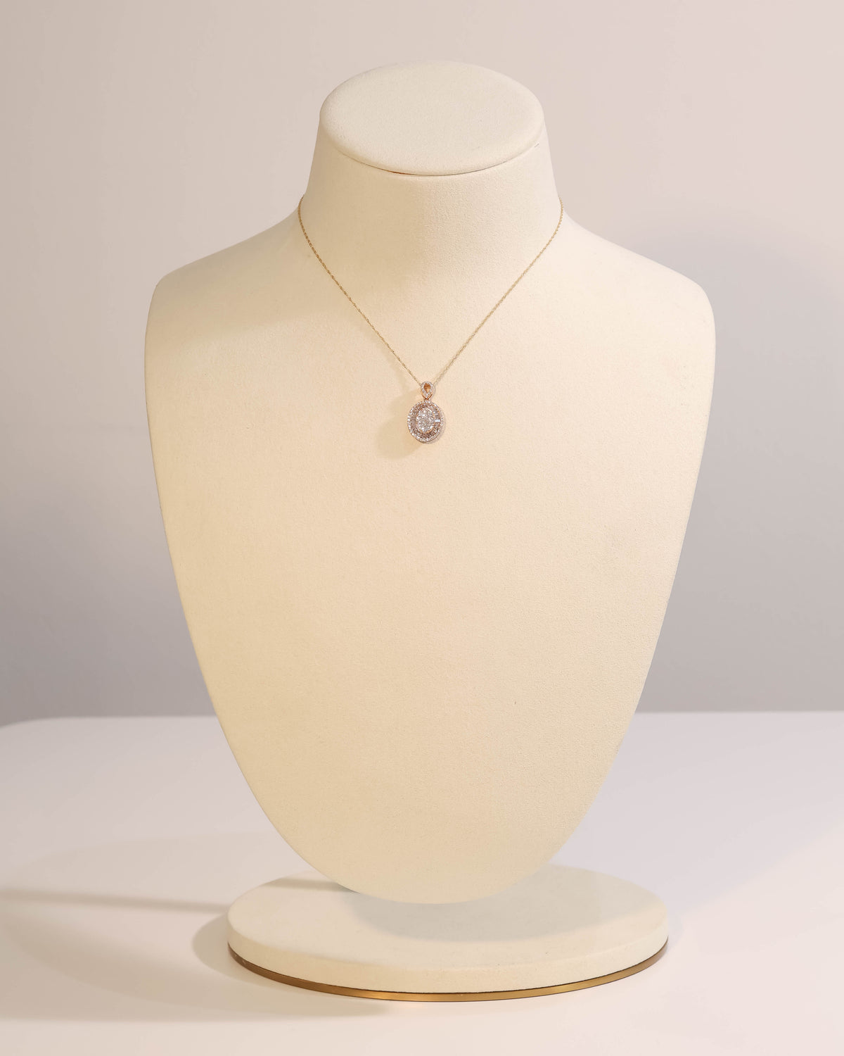 Oval Halo Natural Diamond Pendant in 18K Rose Gold – view 2